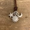 Sterling Silver Large Solid Sun, Small Moon, & Small Five Point Star