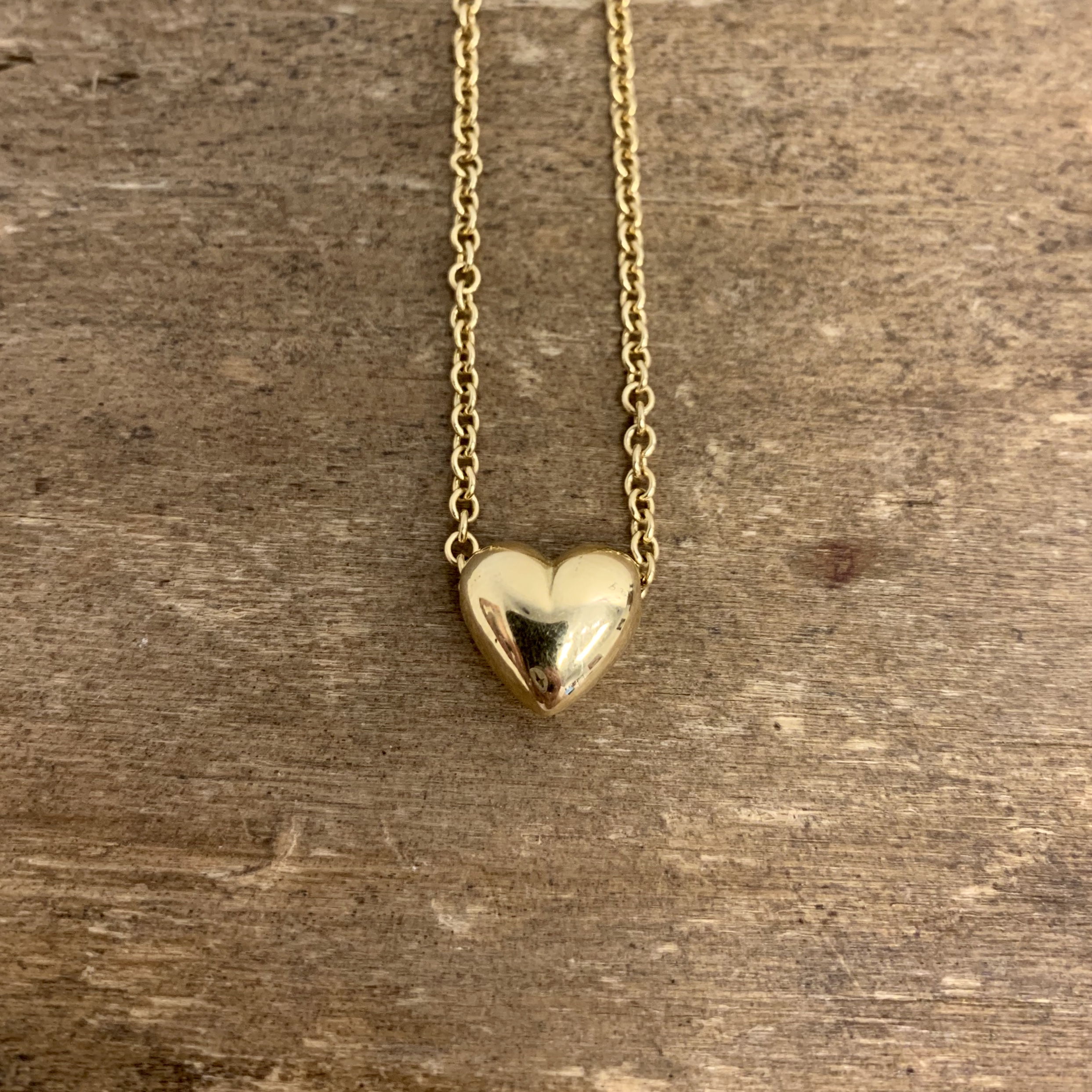 18k Gold Large Puffed Heart - Poor Cat Designs