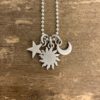Sterling Silver Large Sun, Small Moon, & Small 5pt Star