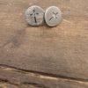 Sterling Mini Disc Earrings w/ Hand Engraved Cross & Diamonds