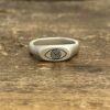 Sterling Thin Signet Ring with Laser Engraved Evil Eye
