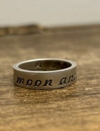TO THE MOON AND BACK (2) script 5mm ring wood