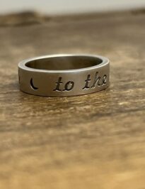 TO THE MOON AND BACK script 5mm ring wood