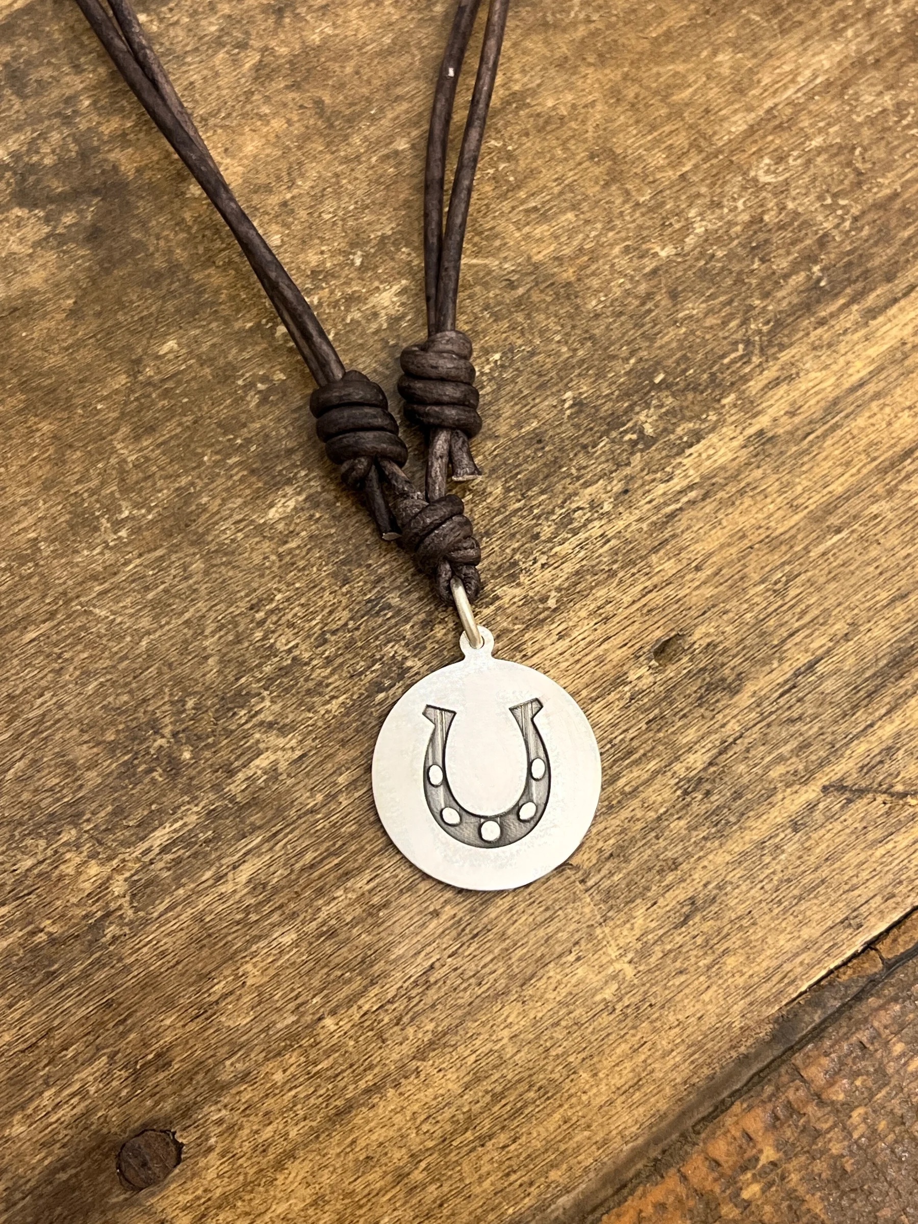 Sterling Disc with Laser Engraved Horseshoe
