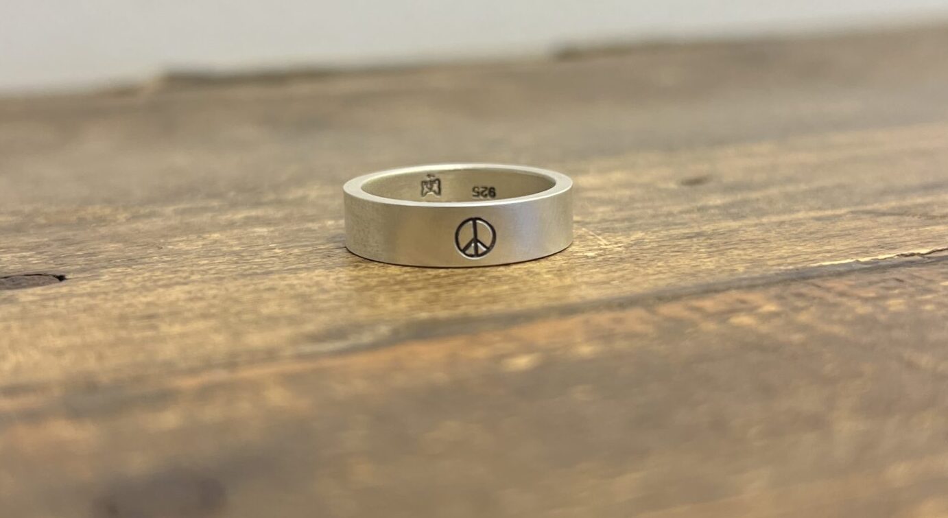 Sterling Ring with Laser Engraved Peace Sign